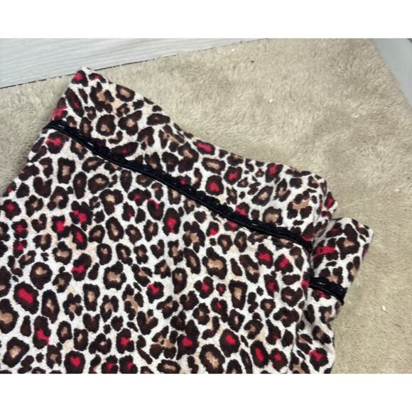 laSenza Pajamas Womens Leopard Print Button Up Lg Black White Pink Lace Trim - Picture 4 of 13